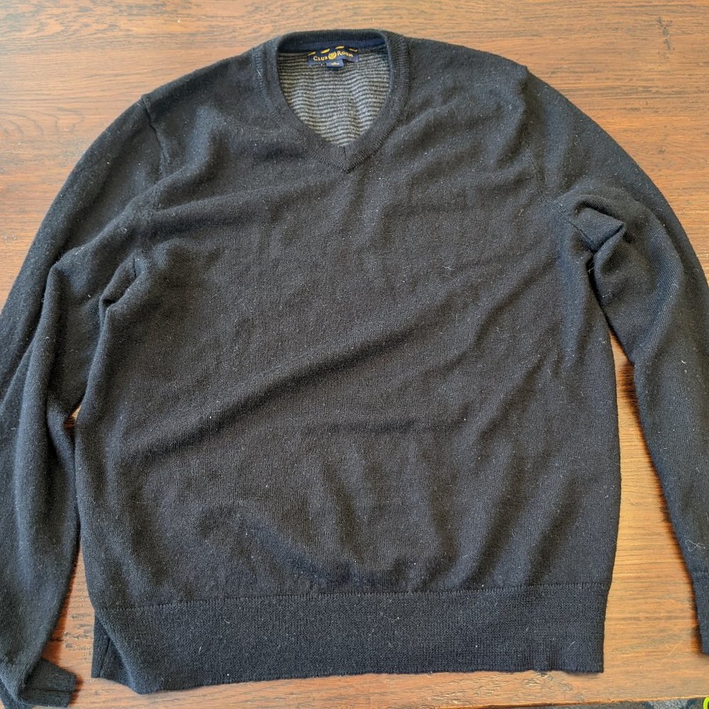 Club Room Black V-Neck Merino Sweater